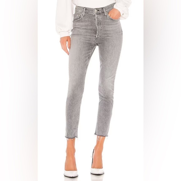 Agolde Denim - Agolde Nico High Rise Slim in Risk Grey Jeans